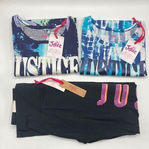 JUSTICE GIRLS SHORT SLEEVE Tie Dye Tee T-Shirts & Leggings 3pc Set Size L 12/14